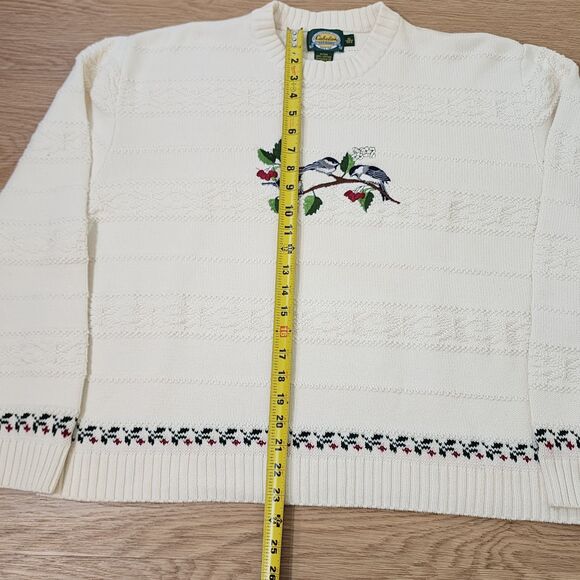 Cabelas Sweater Womens XL Chunky Knit Embroidered With Birds Vintage 90's - Picture 7 of 12